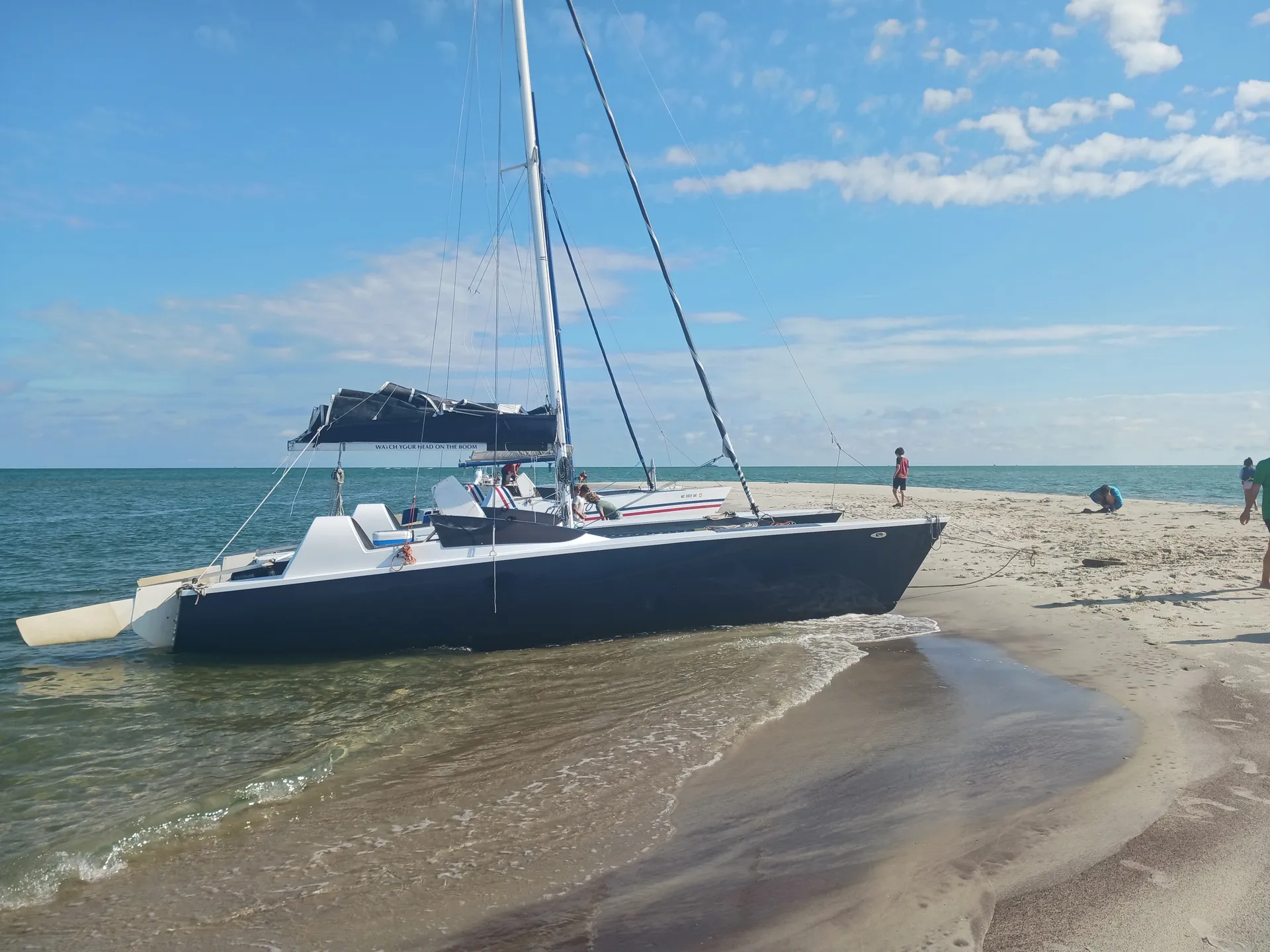 Catamaran beached on the Outer Banks