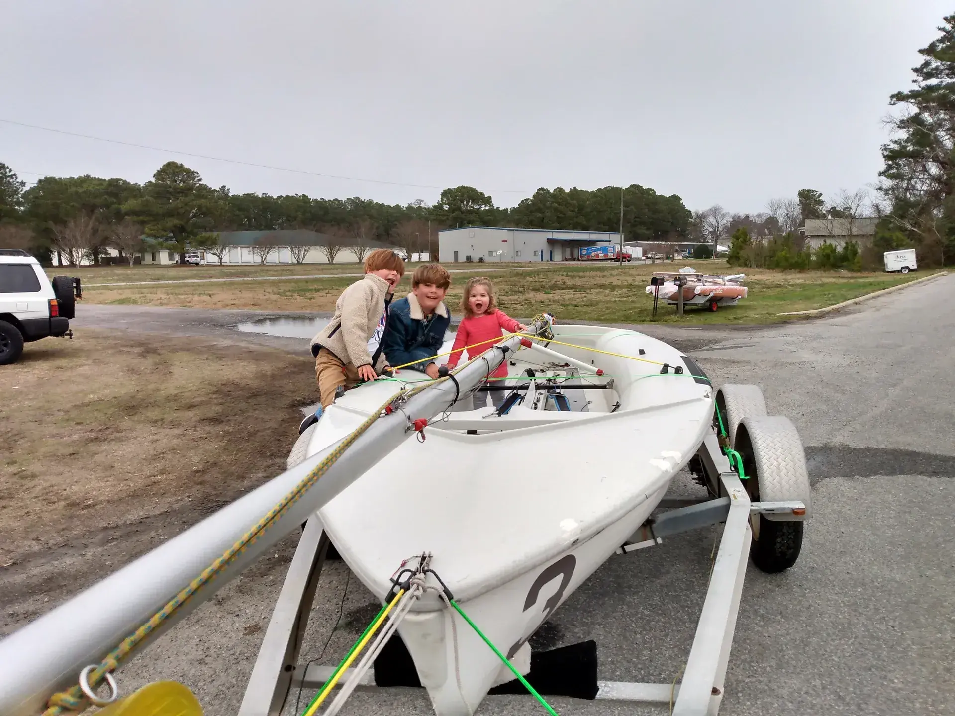 Kids excited about a new boat