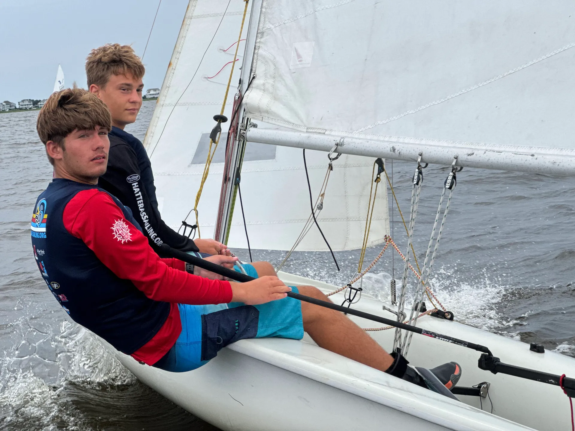 Teen sailors racing on the Pamlico Sound